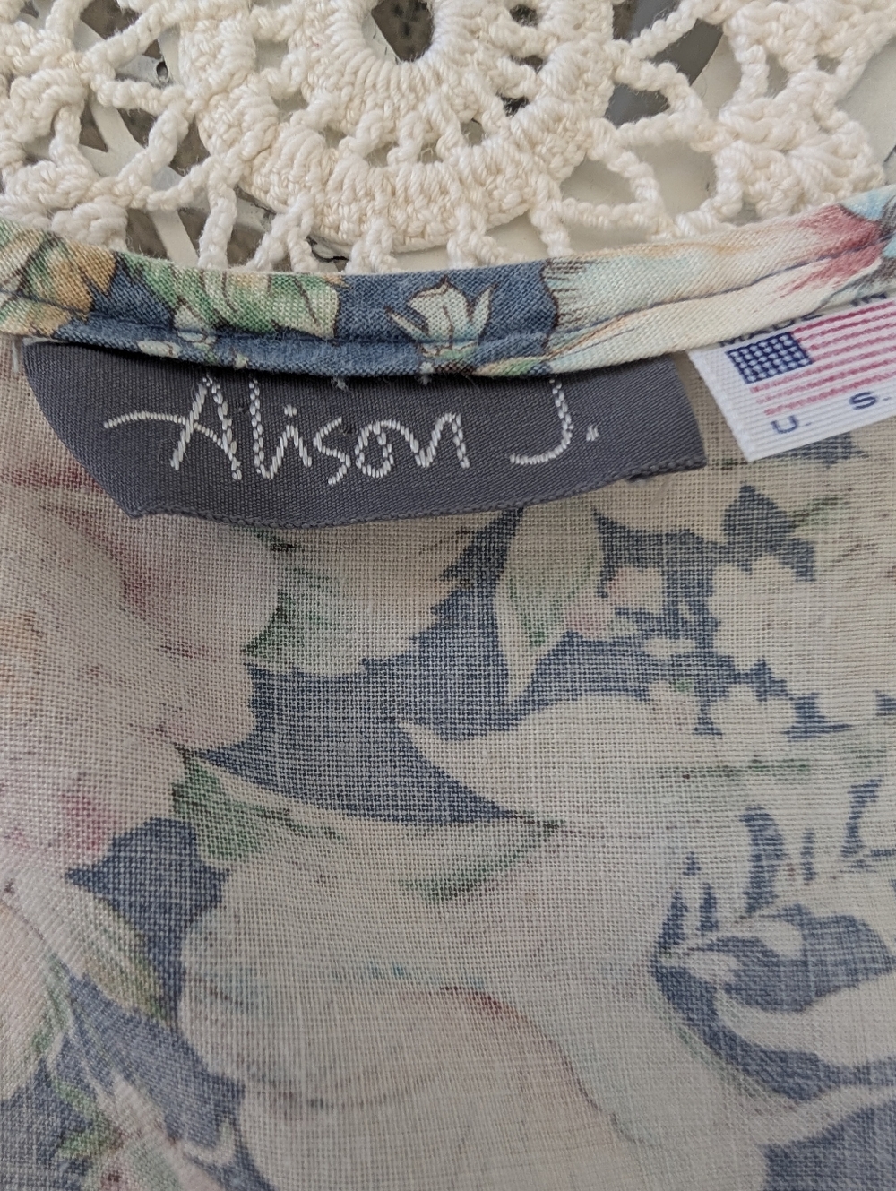 VINTAGE Cottagercore1990 Floral Button-Front Women's Dress in Dusty Blue Pink - Picture 5 of 5